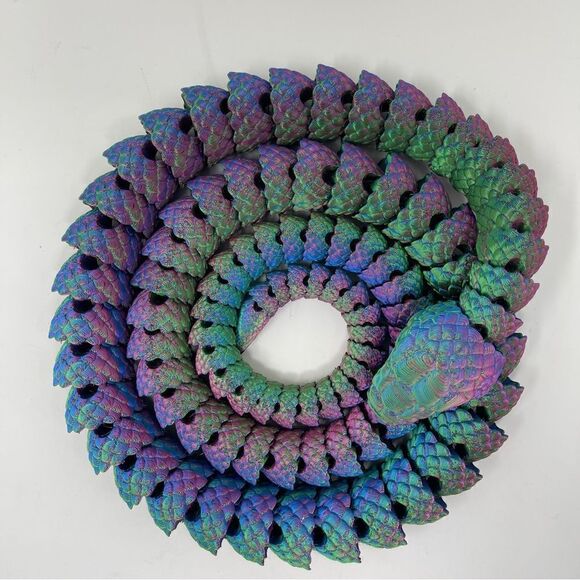 Articulating Snakes 3D Printed 5 Feet Long Green Purple Blue Color Educational - Picture 2 of 7